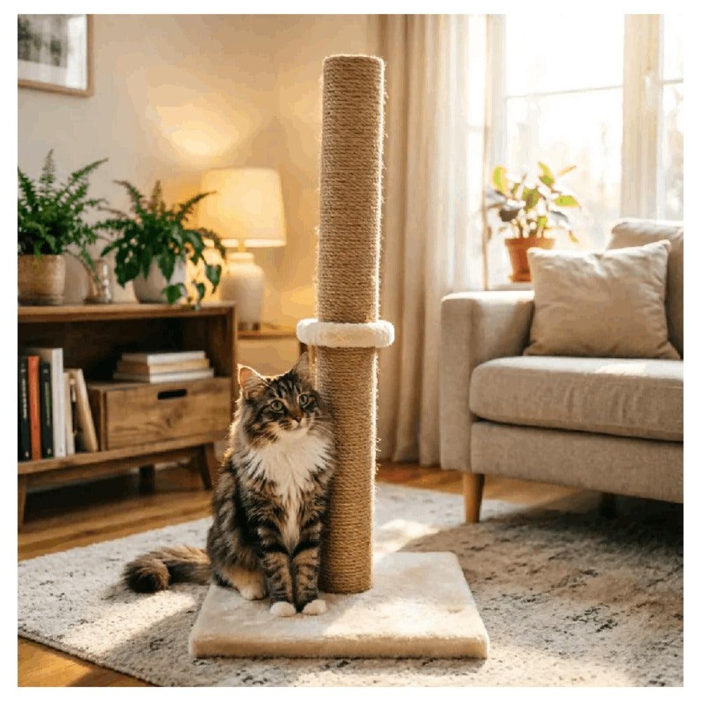 Cat Scratching Post 62cm Tall Sisal Pole Scratcher – Sturdy Cat Furniture for Indoor Cats, Protects Furniture, 3 Colours