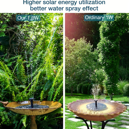 1.8W Solar Fountain Outdoor Floating Fountain Suitable for,, Pond - Water with Floating Base, Fountain for Courtyard Decoration, Bird Bath, Assembly, Plastic for Fountain (No Detachable PV)