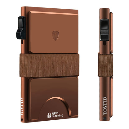 Compact Card Holder Designed for 12 Cards, Featuring RFID Protection And a Metal Construction. This Small Anti-Theft Case Includes a Sliding Ejector Button for Easy Access to Your Bank And Credit Cards, Made from Aluminum