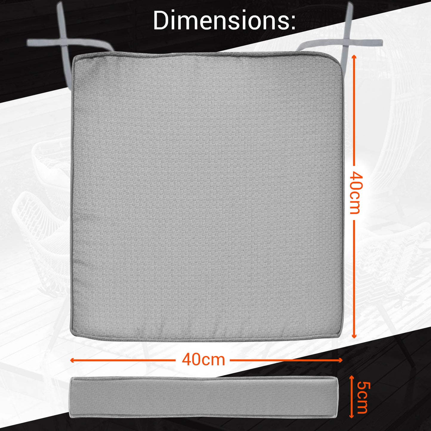 Chair Cushions with Ties for Indoor & Outdoor Use – Comfortable Seat Pads for Dining Chairs, Garden, Patio, Balcony & Café Furniture – Durable Polyester Fabric, Soft Support & Easy Care Design
