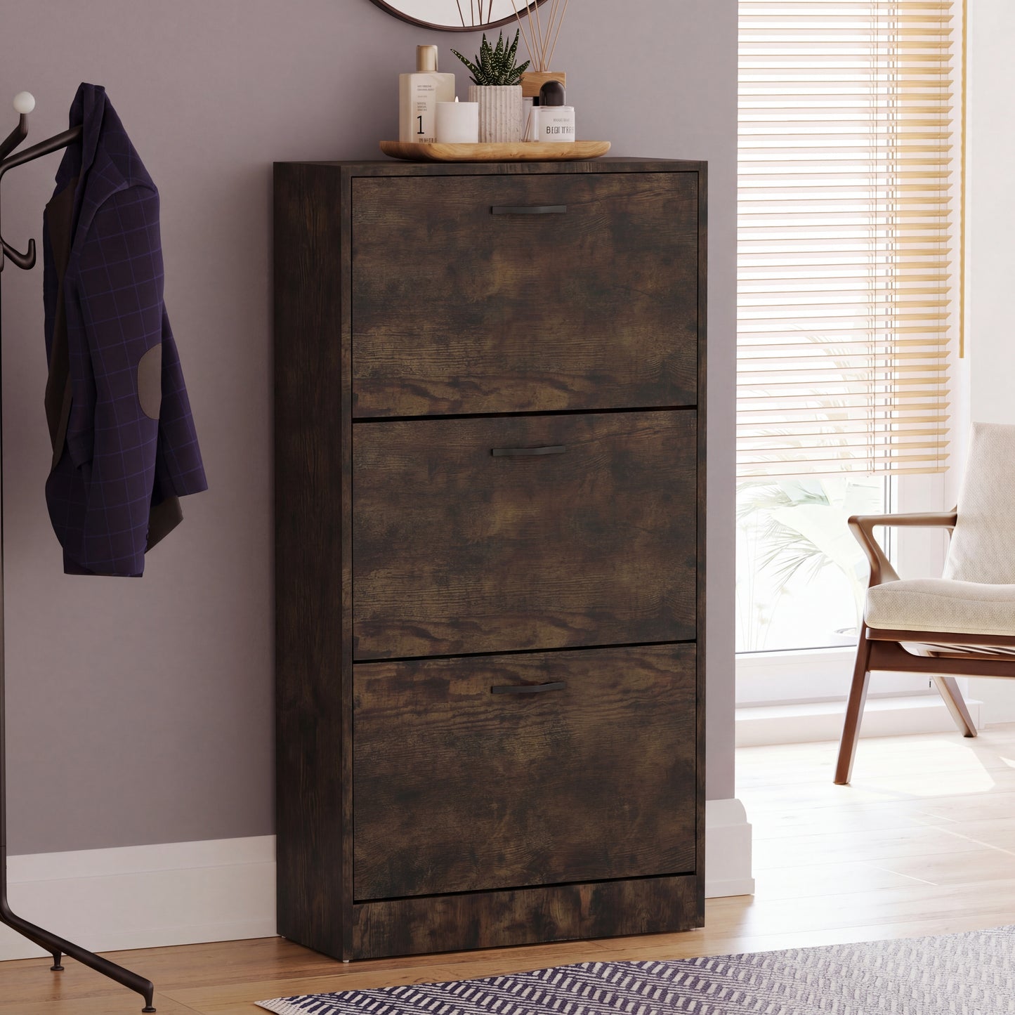 Vida Designs 3 Drawer Shoe Cabinet Shoe Rack Hallway Shoe Storage Cupboard