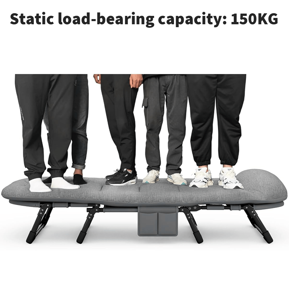 1pc Portable Folding Camp Bed- Adjustable with Mattress& Side Pocket, Grey Lightweight Outdoor Guest Bed, Compact Foldable Design for Camping, Travel, Picnics, Home Office Use, Camping Bed, Sturdy Frame, A Great Christmas Gift, Ergonomic Seating