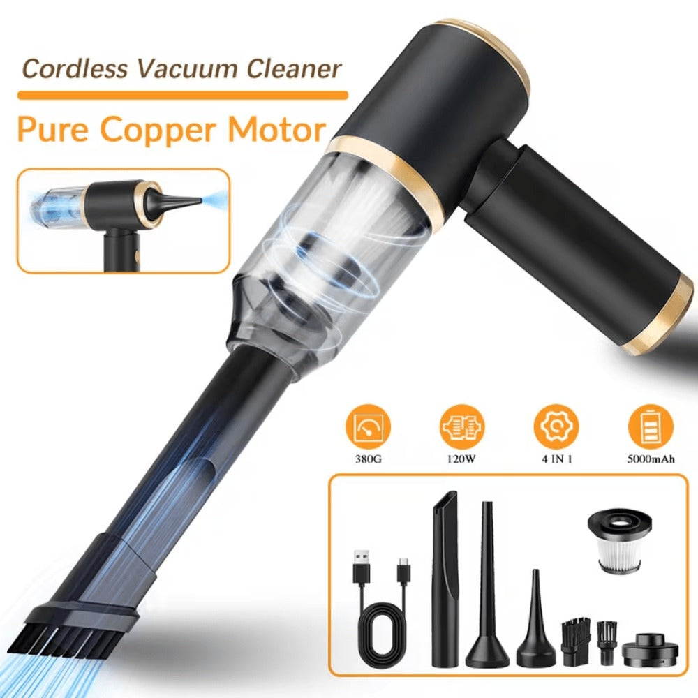 Cordless Handheld Vacuum Cleaner Portable Mini Wireless Wet & Dry with Air Blower – Low Noise Lightweight Hoover for Car, Home, Kitchen & Pet Hair Cleaning