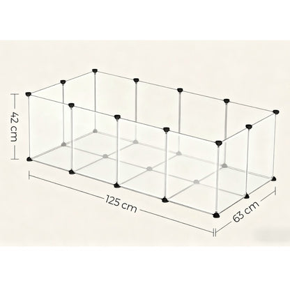 Modular Pet Playpen with Floor Indoor Small Animal Enclosure Expandable 2-Storey Pen for Hamsters Rabbits Guinea Pigs Hedgehogs Ferrets Semi-Transparent Easy Clean