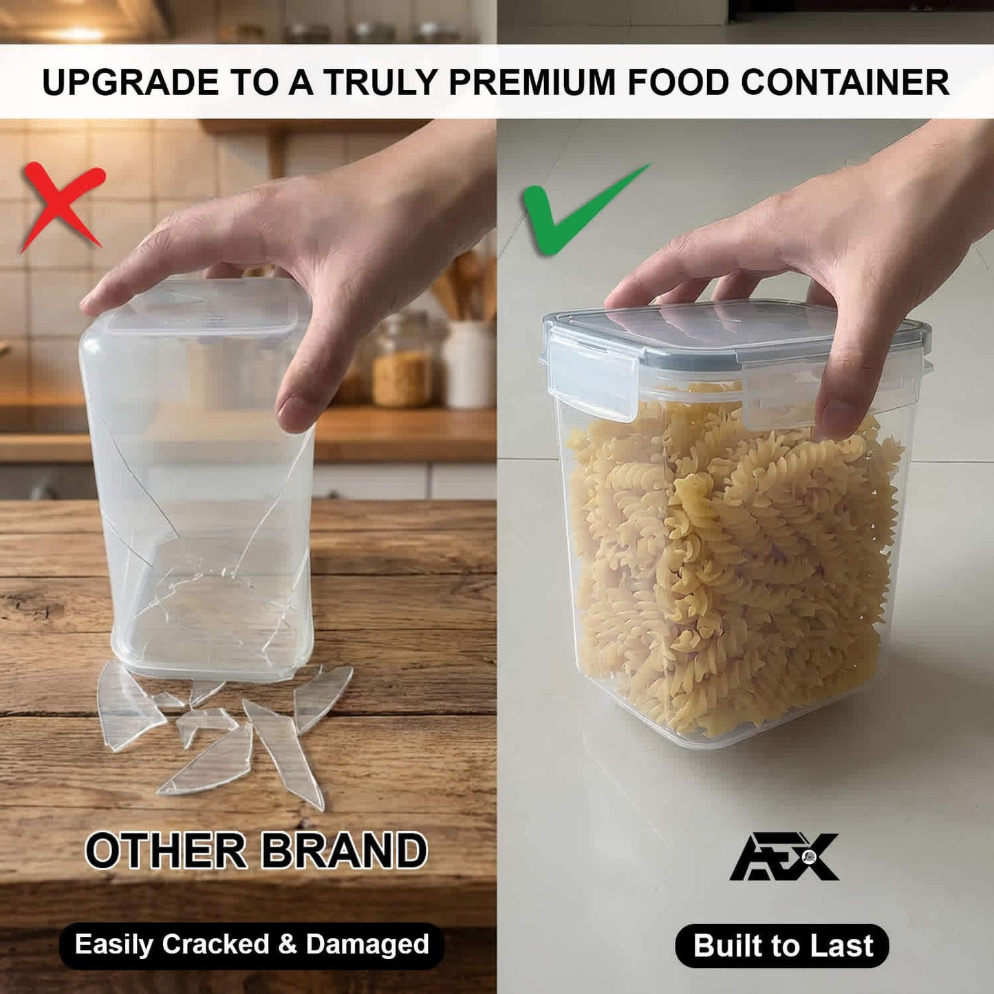 AEX Airtight Food Storage Containers with Lid Kitchen Storage Boxes for Dry Food Pantry Organisation Stackable Design Multiple Size Options (Set of 4/5/10/20/30)