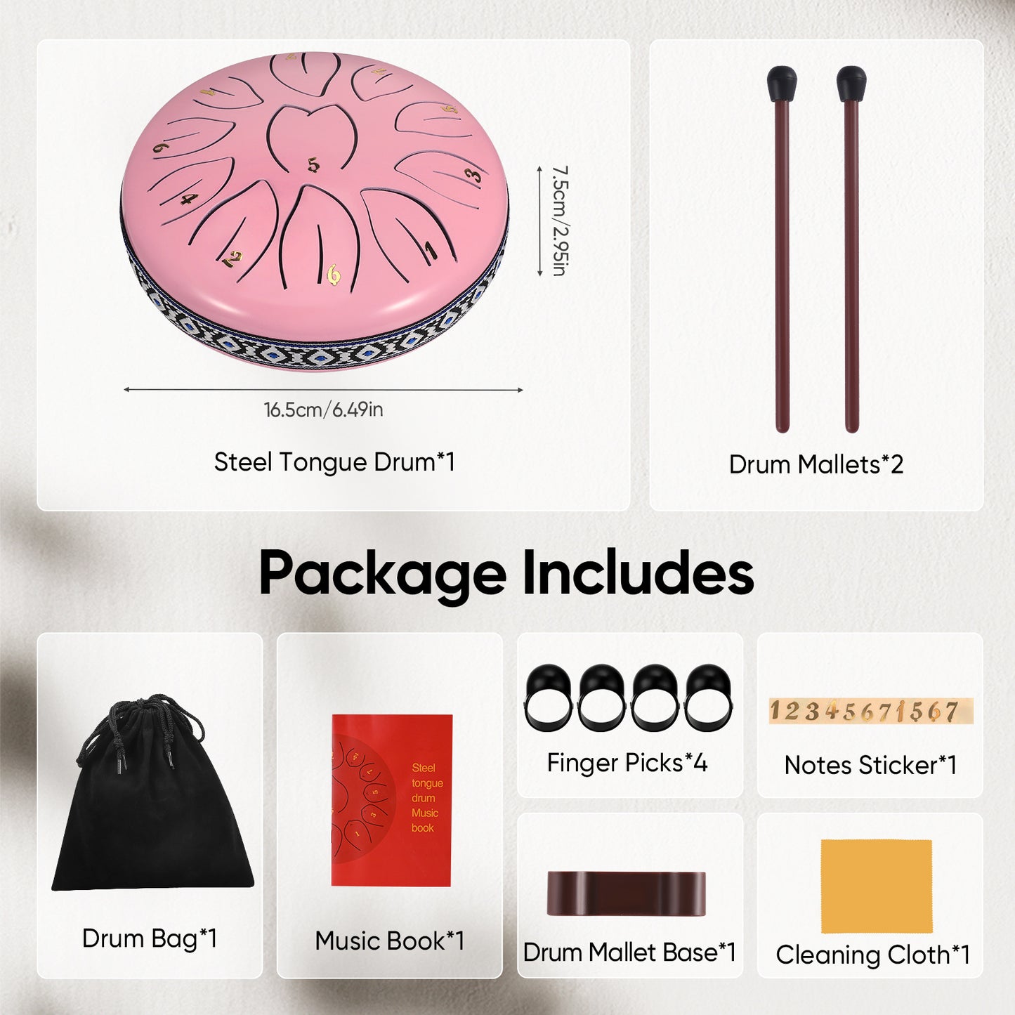 Steel Tongue Drum 11 Note 6 Inches D-Key Rain Drums for Garden,Handpan Drums with Music Book, Mallets and Carry Bag,Percussion Instrument Gift for Meditation Musical Education Mind Healing