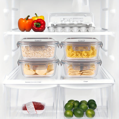 Miorkly Glass Food Storage Containers with Lids, Set of 4, 1040ML, Reusable Glass Meal Prep Containers, Clip Lock Glass Lunch Boxes