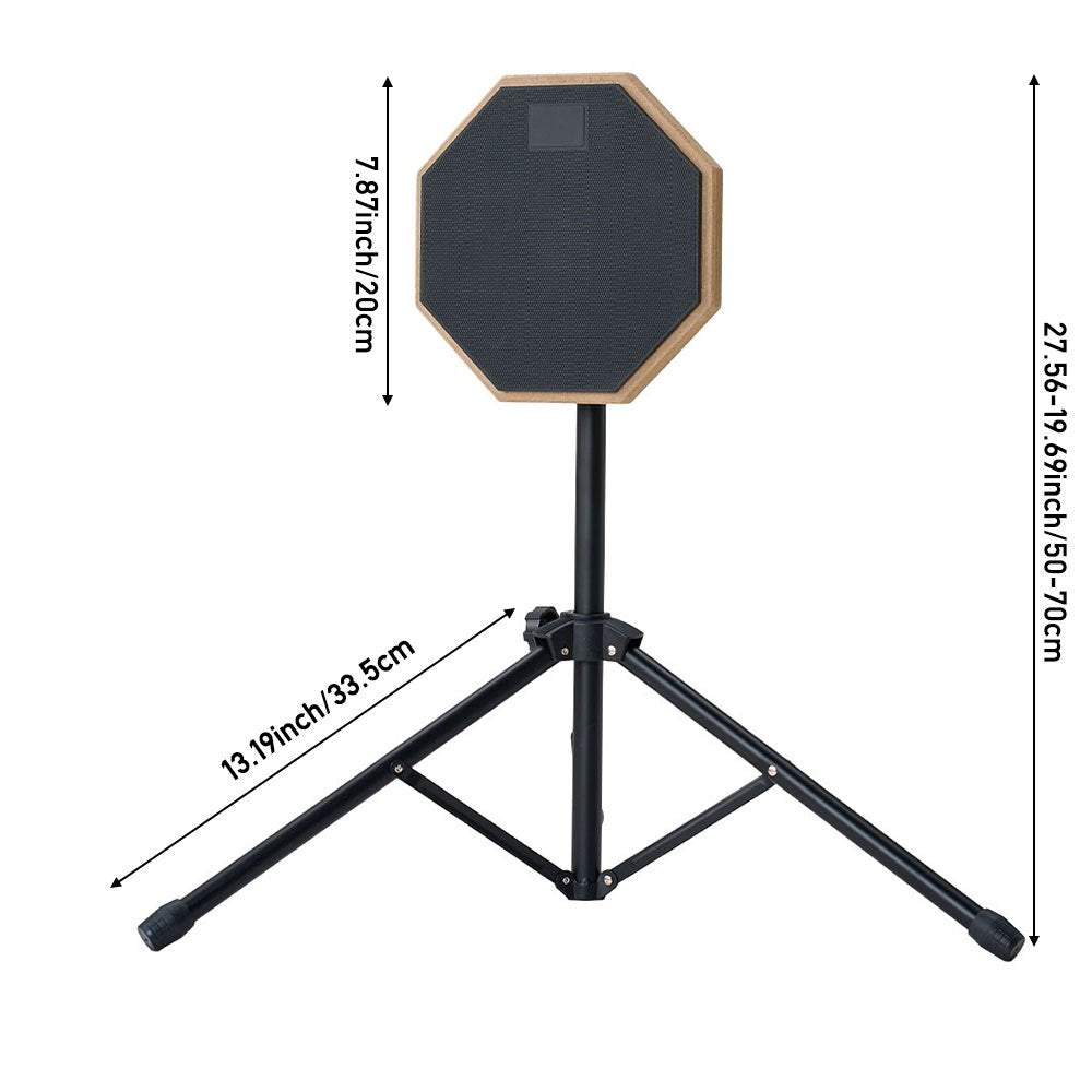 Silent Drum Practice Pad Set, Height Adjustable 19-27 Inches, Double-Sided Pads, Drumhead-Friendly Design, Includes Drum Stand and Storage Bag, Drummer Training Kit Black