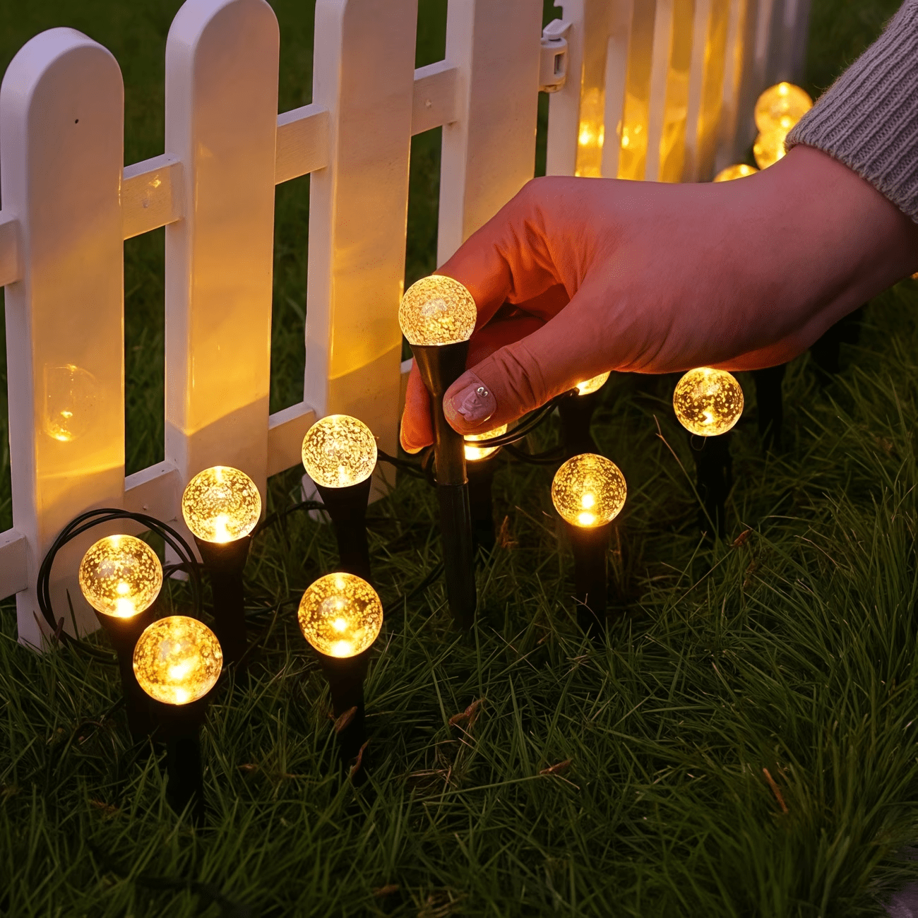 20pcs Solar Garden Crystal Lights, Outdoor Lawn Lights with 8 Lighting Modes, Daytime Auto-Off And Night-On for Summer, Camping, Christmas, Wedding, Party, Birthday Pathway Decorations
