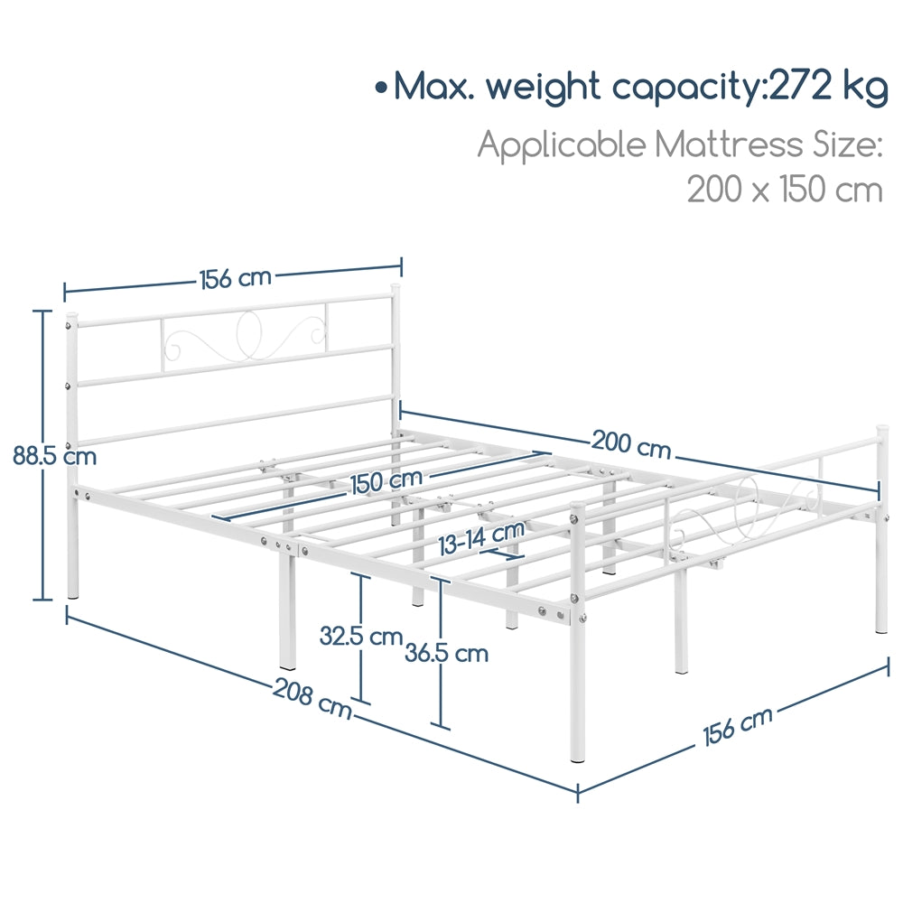 Costoffs Bed Frame, Mattress Foundation, Metal-framed Bed, Bed Frame with Headboard, No Box Spring Needed, Hassle-Free Assembly, Non-slip Mattress Foundation, Under-bed Storage Space