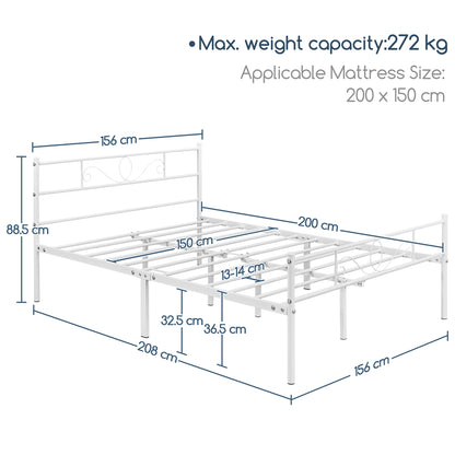 Costoffs Bed Frame, Mattress Foundation, Metal-framed Bed, Bed Frame with Headboard, No Box Spring Needed, Hassle-Free Assembly, Non-slip Mattress Foundation, Under-bed Storage Space