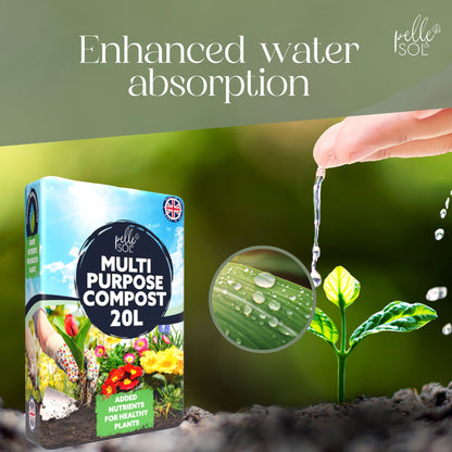 Pelle & Sol 10/20/40/50/60Ltr Multi Purpose Compost - Compost for Outdoor Plants & Soil for Plants Indoors - Potting Soil for Pots Plants Outdoor - All Purpose Nutrient Rich Fertiliser, Houseplant Potting Mix