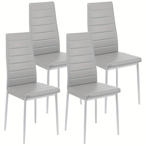 Dining Chairs, Faux Leather Upholstery High Back Metal Legs, Collection of Four, Suitable for Kitchens and Dining Rooms, Available in White Black Grey