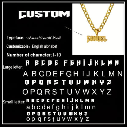 Custom Name Double Layer Necklace 304 Stainless Steel Detachable Cuban Chain 3D Fashion Hip Hop Style Blingbling Pendant Men's Jewelry Personalized Gift for Him Couple Necklace Father's Day Gifts for Dad