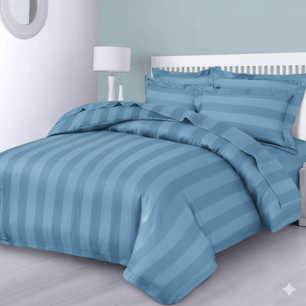3pcs Microfiber Duvet Cover Set, Satin Striped Bedding Set, Soft Comfortable Duvet Cover, For Bedroom, Guest Room (1 Duvet Cover + 2*Pillowcase) – Single, Double, King, Super King Sizes