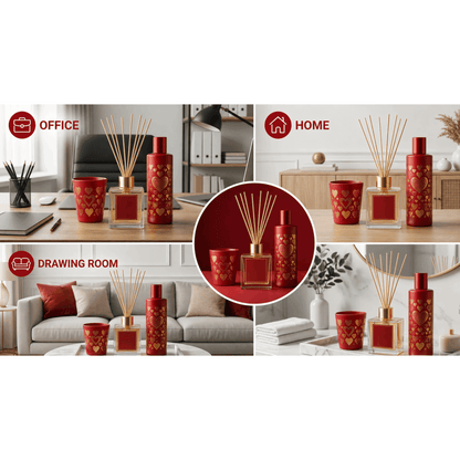 Air Freshener Gift Set with Reed Diffuser, Scented Candle & Room Spray – 4pcs Home Fragrance Set – Surprise Color (2 Color Variants)