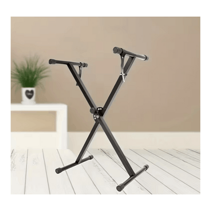33-97cm Keyboard Stand with Locking Strap Adjustable X Frame Music Piano Keyboard Stand Portable Single Braced Electric Piano Stand with 7 Adjustable Height Positions Holds up to 20kg