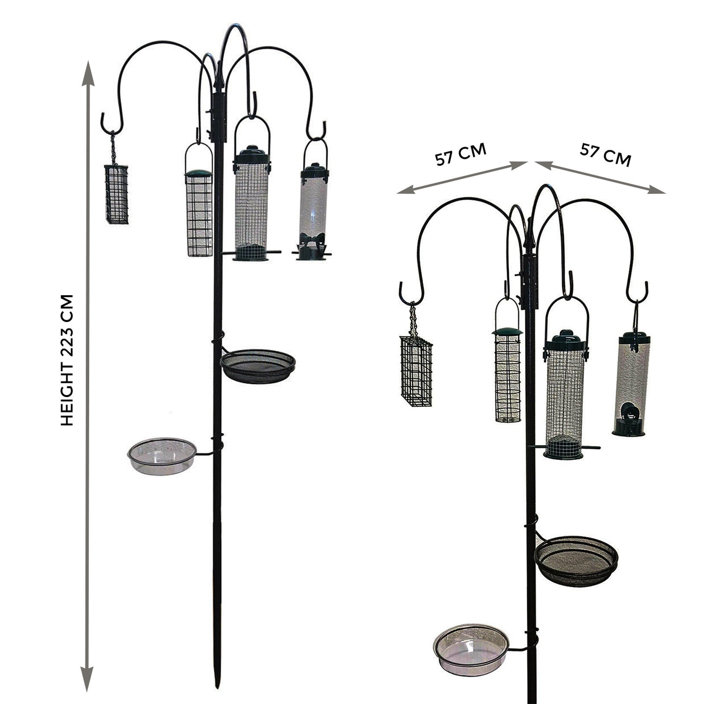 Wild Bird Feeding Station with Feeders Water & Seed Tray Perfect for Gardens Outdoor Feeder Table Ground Spike Base