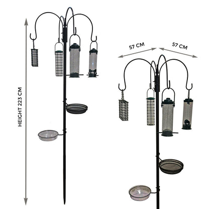 Wild Bird Feeding Station with Feeders Water & Seed Tray Perfect for Gardens Outdoor Feeder Table Ground Spike Base