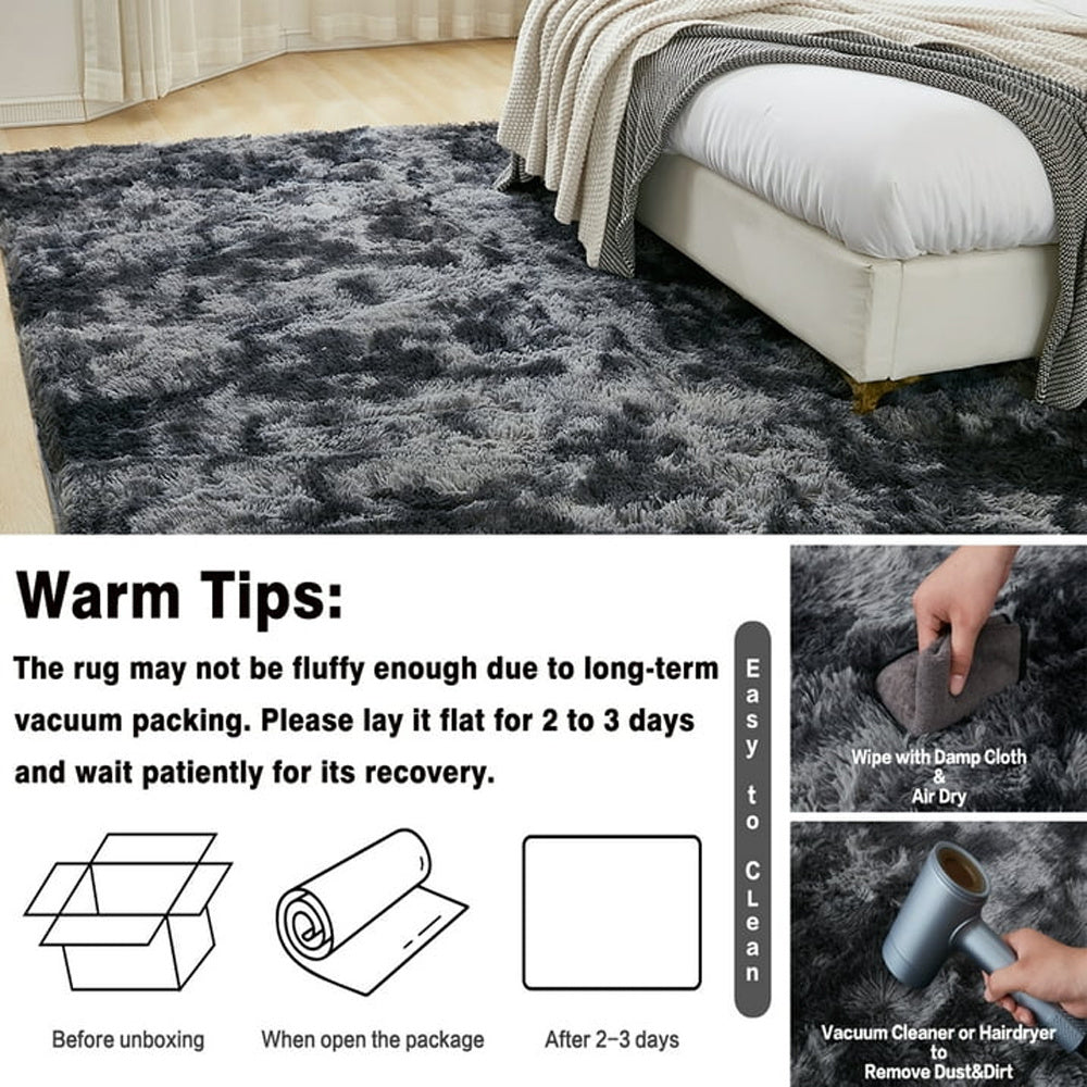 1pc Extra Large 230x160cm (7.5x5.2ft) Shaggy Mat - Plush Fluffy Mat with Anti-Slip Backing, Machine Washable Soft Floor Mat for Living Room, Bedroom, Home - Dark Grey Luxury Area Mat