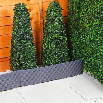 Garden Fencing Set, 4pcs Faux Rattan Effect Plastic Edging, Durable and Weather-Resistant Border for Lawn, Flowerbed, Patio, Driveway, Landscaping Decoration, Easy-to-Install Garden Edging Panels, Decorative Outdoor Fence for Lawn Protection, 2.38m Covera