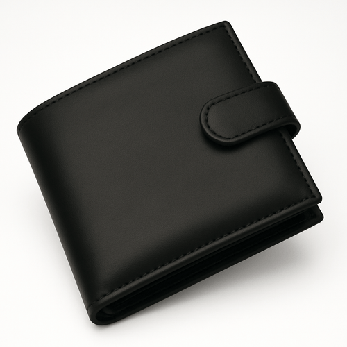 Mens Genuine Leather Wallet Black RFID Blocking Soft Tri Fold Card Slots Id Window and Coin Pocket
