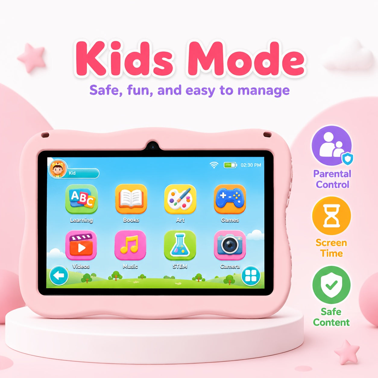 Safe Educational And Entertainment Tablet for Your Children. Android 13, 7-Inch Screen, 4GB (2+2GB Expandable) RAM, 32GB Storage, Wifi, BT, Long-Lasting Battery, And Playful Design with Protective Case. The Perfect Gift to Share New Year'S Joy