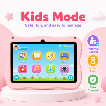 Safe Educational And Entertainment Tablet for Your Children. Android 13, 7-Inch Screen, 4GB (2+2GB Expandable) RAM, 32GB Storage, Wifi, BT, Long-Lasting Battery, And Playful Design with Protective Case. The Perfect Gift to Share New Year'S Joy