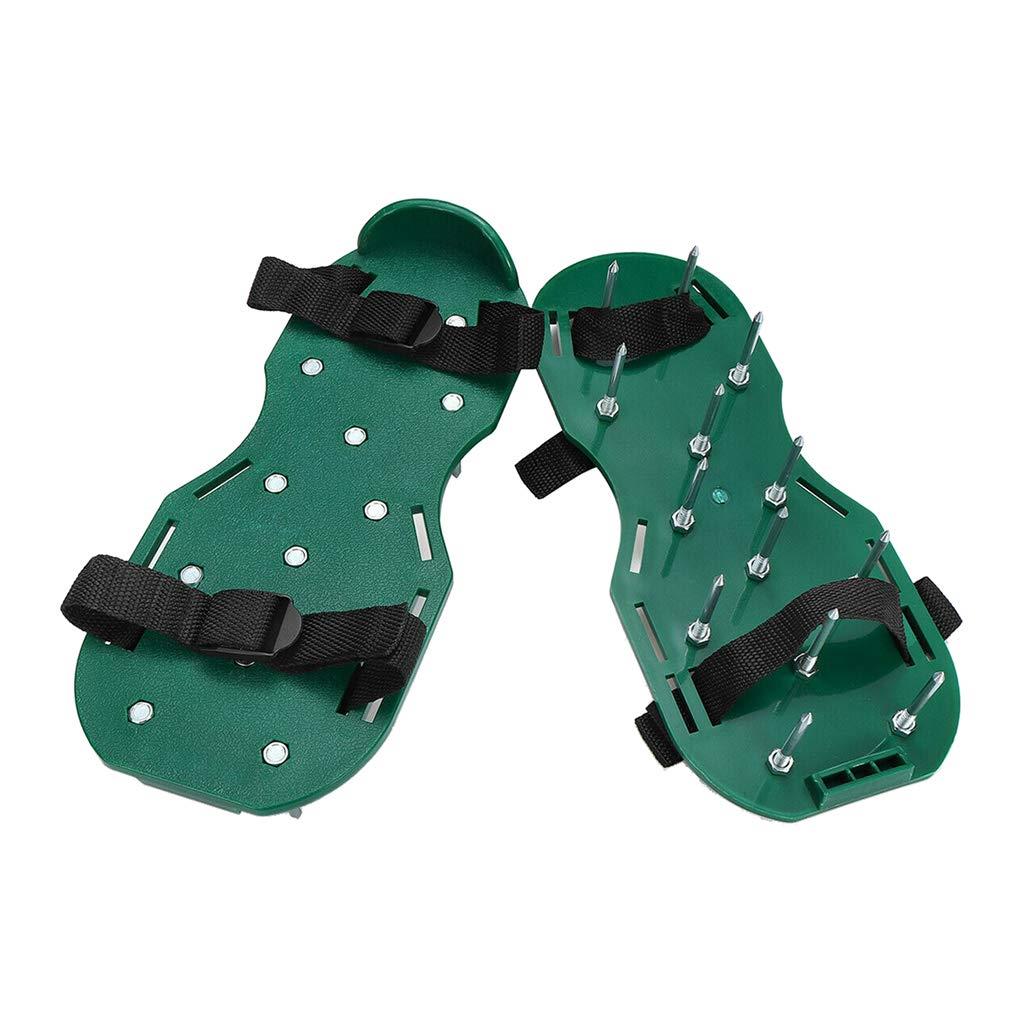 Garden Lawn Aerator Spike Shoes, Manual Aerating Sandals with 2 Adjustable Straps, Universal Fit for All Sizes, 13 Deep 5cm Spikes for Grass Soil Health, Easy Tool for Lawn Care, Strong Durable Design for Outdoor Use