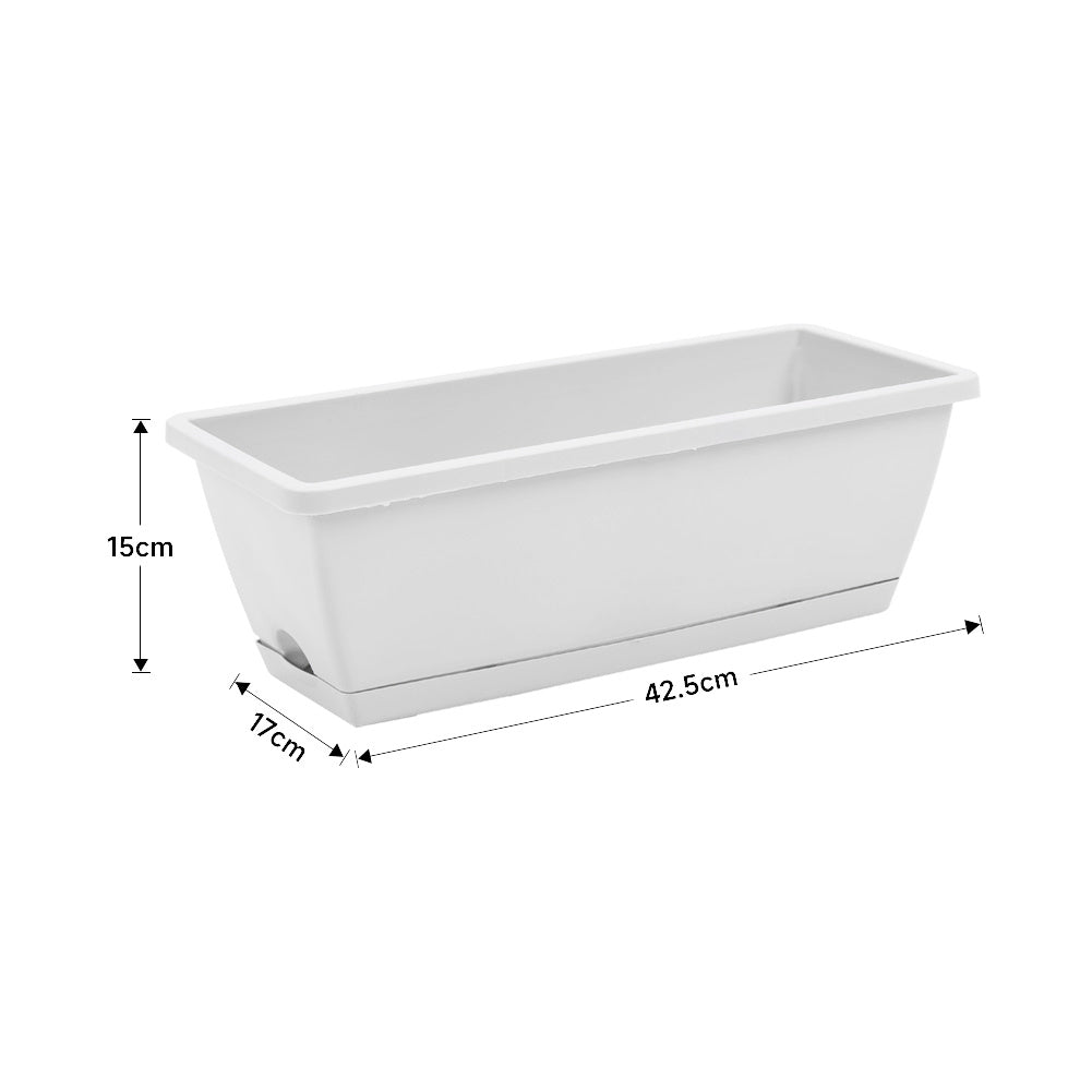 5pcs Balcony Vegetable Basin, Long Strip Horon Basin, Outdoor Creative Plastic Vegetable Planting Box, Available in White, Gray, Dark Green And Brick Red. Available Sizes: L42.5*W17*H14Cm/L49.5*W19*H*14Cm
