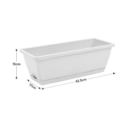 5pcs Balcony Vegetable Basin, Long Strip Horon Basin, Outdoor Creative Plastic Vegetable Planting Box, Available in White, Gray, Dark Green And Brick Red. Available Sizes: L42.5*W17*H14Cm/L49.5*W19*H*14Cm