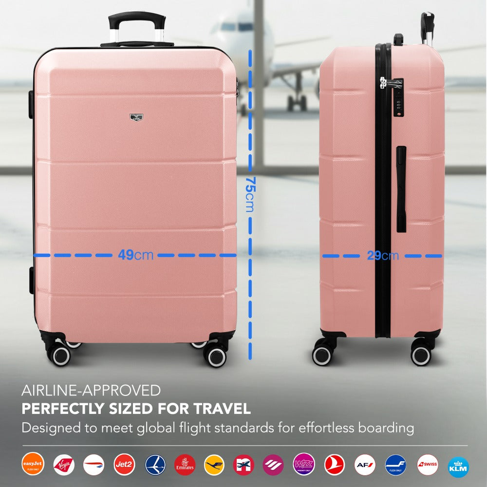 28 Inch Large Suitcase Lightweight ABS Hard Shell with TSA Lock & 4 Spinner Wheels - 75x49x29cm Check-In Luggage, Water-Resistant, UK Stock