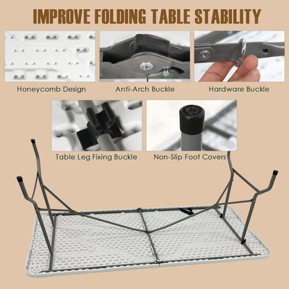6ft Folding Trestle Table Heavy Duty Trestle Picnic Garden Table Outdoor Indoor Wedding Desk Portable