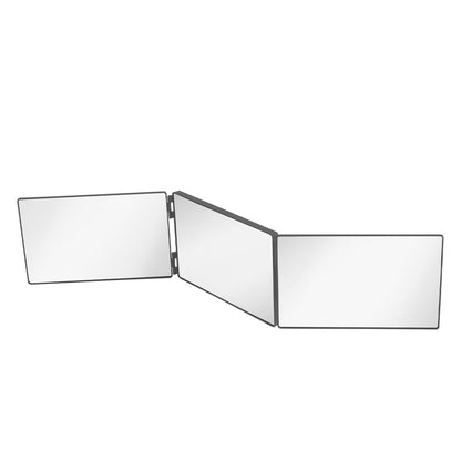 Multi-Functional Tri-Fold Makeup Mirror, Foldable Barbering Tri-Angle Mirror - Height-Adjustable, Hook-Mounted, Foldable, Wall-Mounted, Suitable for Self-Haircutting, Shaving, Grooming, Facial Treatments and Makeup Application