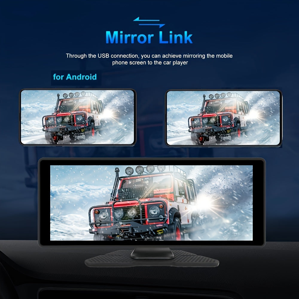 PODOFO 10.26" Wireless Car Player Screen for Car Radio with Wireless Android Auto/ Handsfree/Hd Touchscreen/Airplayer/Android Mirror Link/Gps/Siri/Hd Backup Camera/Fm/Aux/Tf Card Port, Without Battery