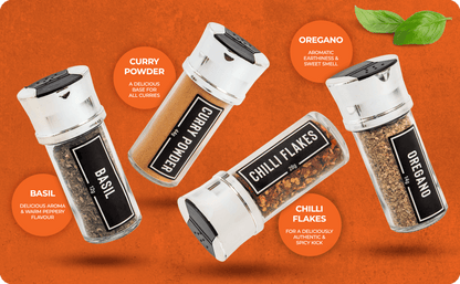 FabFinds Everyday 12 Herbs & Spices Rotating Rack Pre Filled Spice Jars Carousel Stand Complete Kitchen Seasoning Gift Set Stylish Countertop Storage for Everyday Cooking