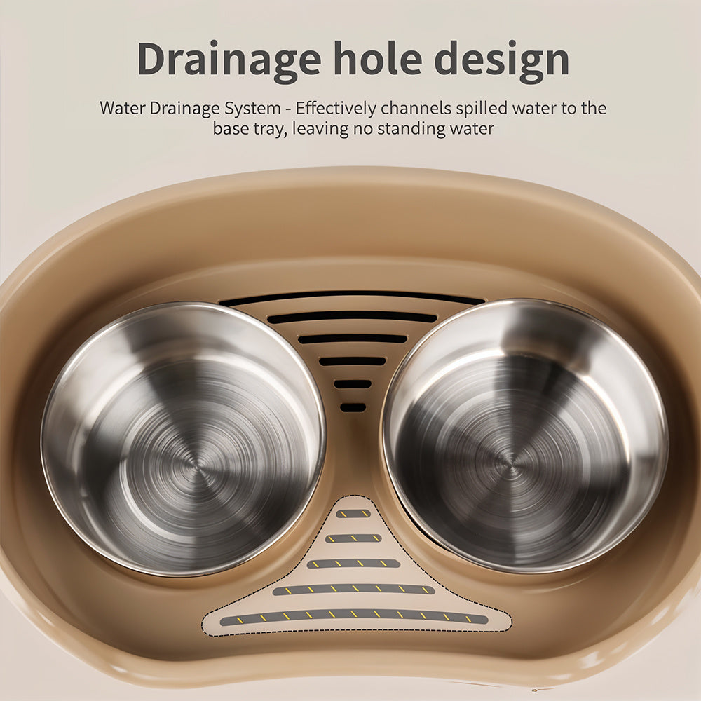 Raised Dog Bowls for Cats and Dogs, Elevated Dog Cat Food and Water Bowls Stands Feeder Dishes with 2 Stainless Steel Bowls, 2 Colours Available