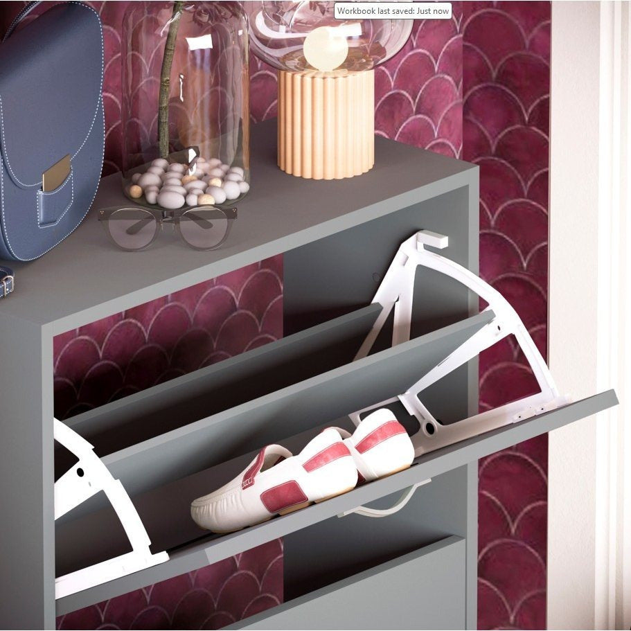 Shoe Cabinet with 2-Drawers, Shoe Cabinet with 2 Spacious Drawers Storage Shoe Rack Organizer Stainless Steel Handles, Entryway Hallway Furniture