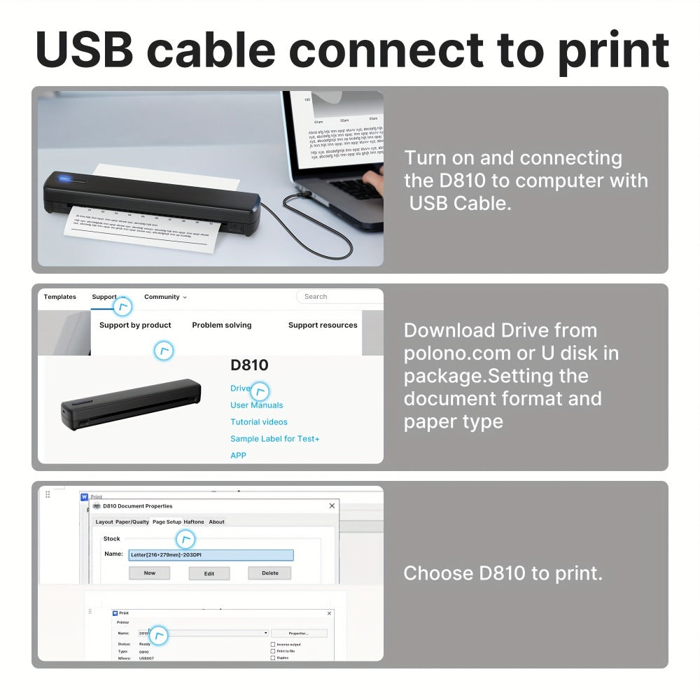 D810B portable A4 thermal printer - alternate angle 18