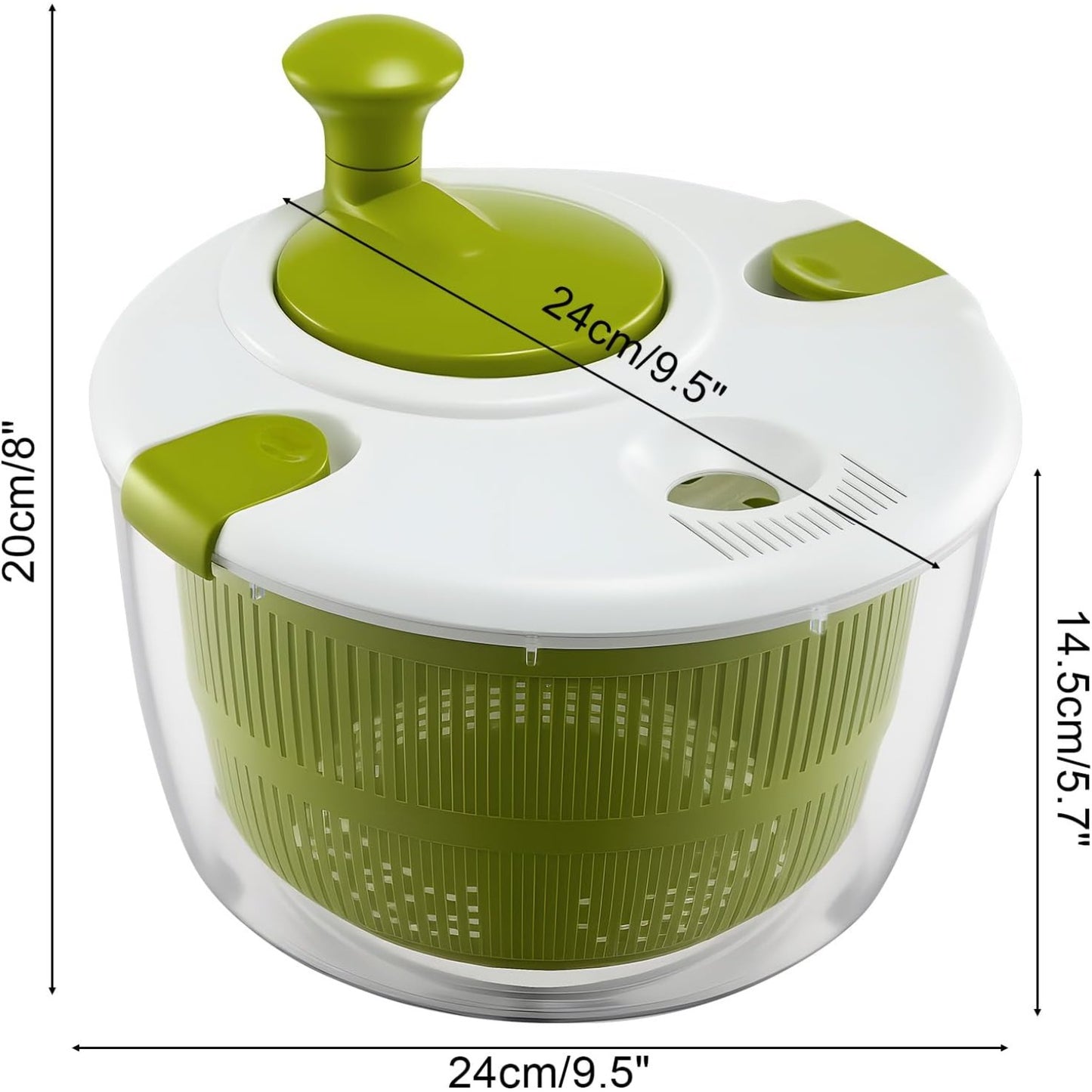 Salad Spinner 3.5 Litre Plastic Lettuce Dryer Vegetable Washer with Non-Slip Base, Dual Function Serving Bowl Strainer Easy One Hand Operation for Healthy Eating