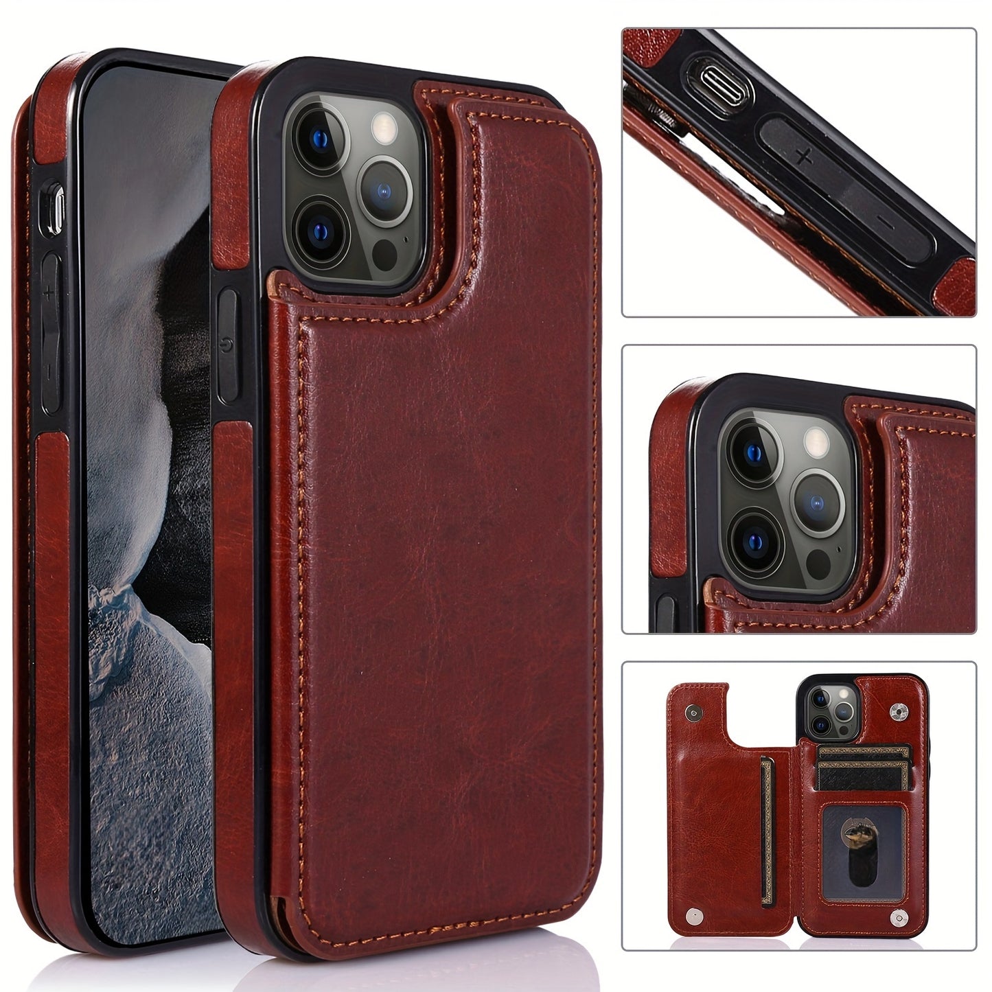 Phone Case: Compatible with iPhone 17 Promax/Pro/ Air, 16 Plus, 15, 14 Pro Max, 13, 12 and Galaxy S22/23/24/25 Plus Ultra FE.Perfect Gift. Wallet Case with Card Holder, Kickstand Card Slots Case, Double Magnetic Clasp and Durable Shockproof
