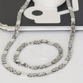 6 mm Flat Cuban Chain Necklace and Bracelet Set - product view 1