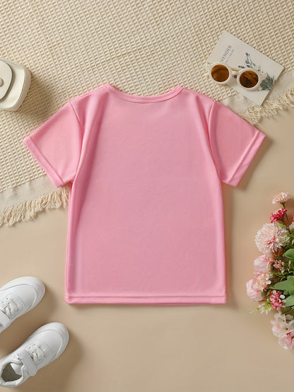 Summer Fashion Girls' Short Sleeve "I Love My Dad This Much" Letter Print Casual Top NYDX5737