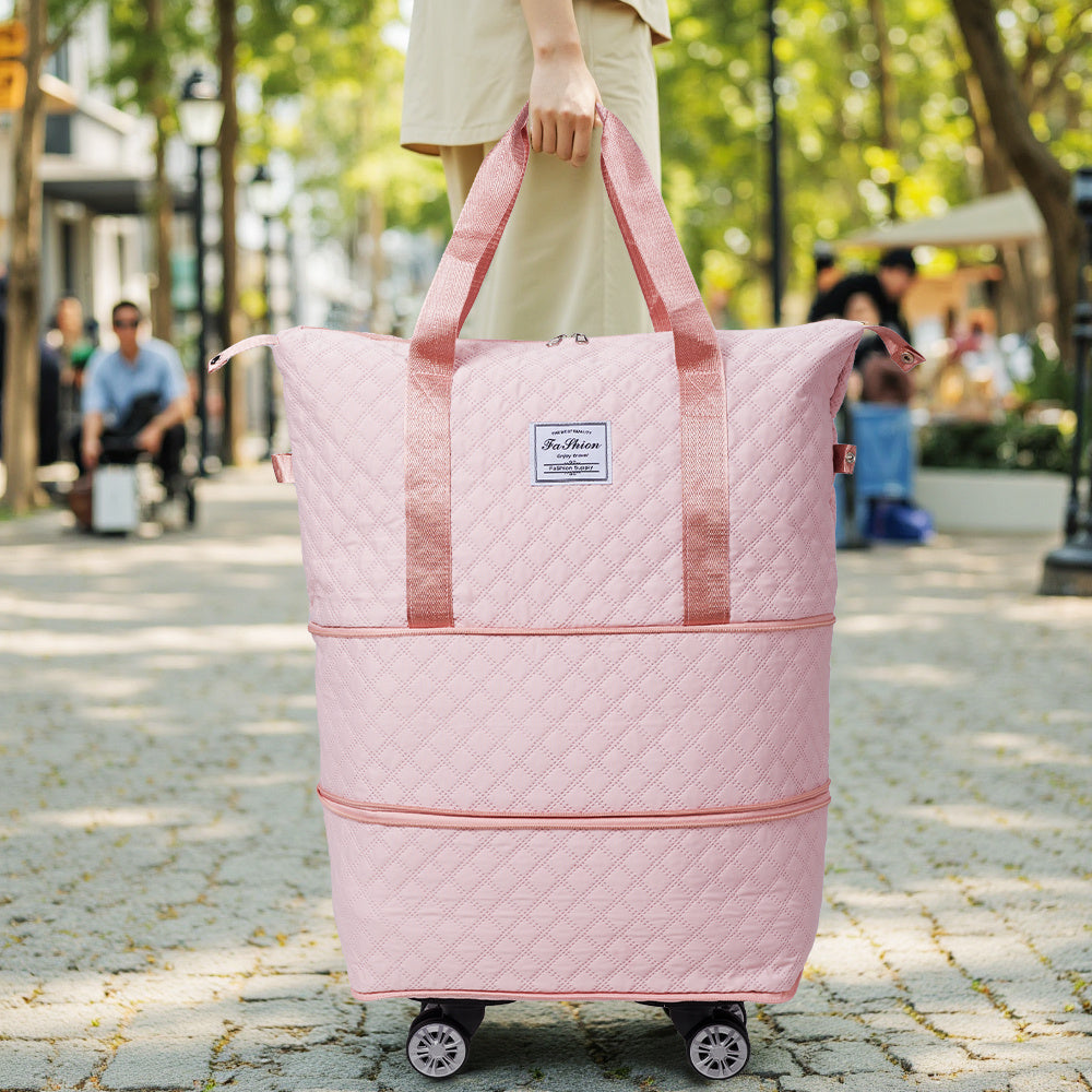 Travel Bag, Multifunctional Luggage Bag, Expandable Luggage Suitcase, Carry on Bag, Rolling Duffle Bag with Detachable Wheels, Travel Essentials Bag, Large Capacity with Zipper Closure, Ideal for Fitness, Yoga, and Everyday