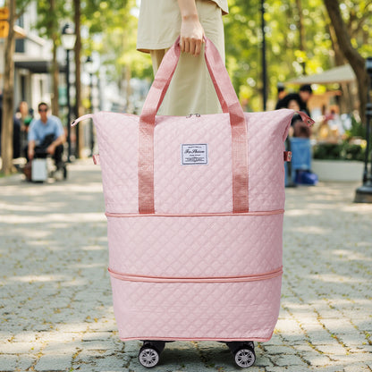 Travel Bag, Multifunctional Luggage Bag, Expandable Luggage Suitcase, Carry on Bag, Rolling Duffle Bag with Detachable Wheels, Travel Essentials Bag, Large Capacity with Zipper Closure, Ideal for Fitness, Yoga, and Everyday