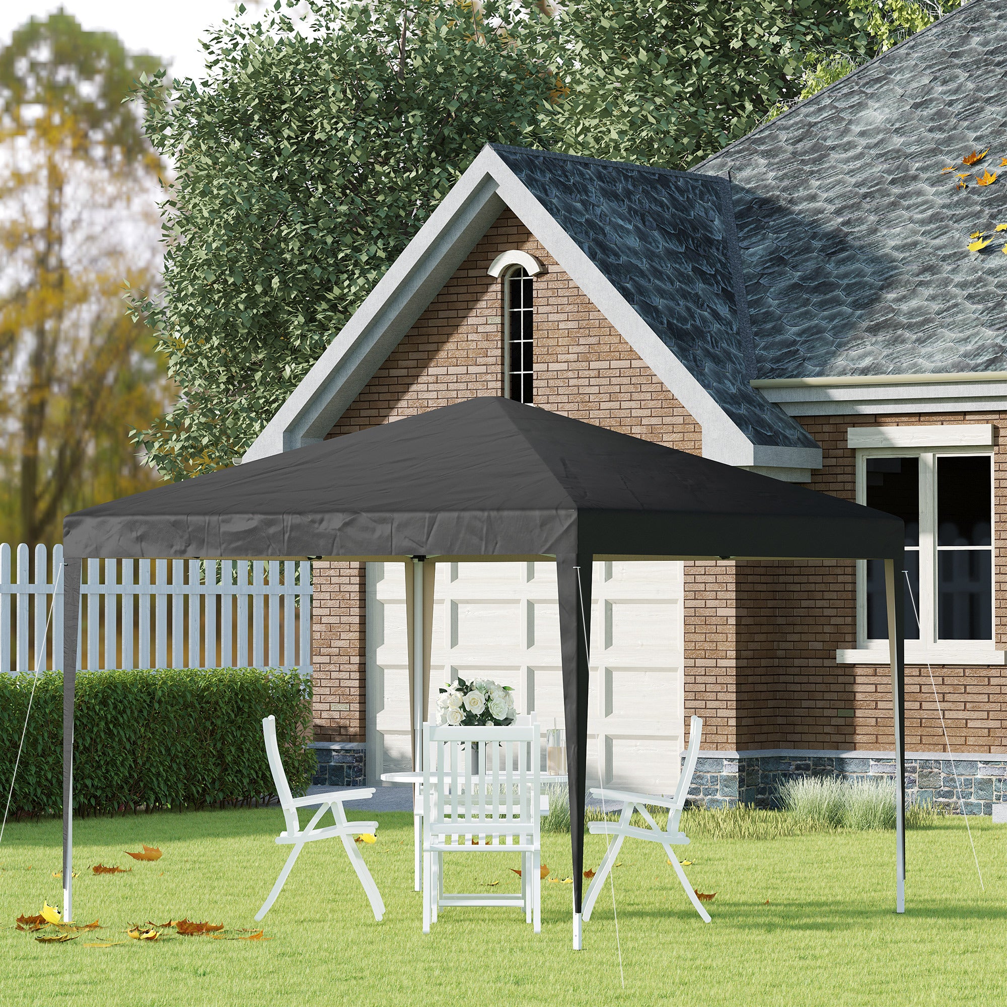 Pop Up Gazebo 3x3m Heavy Duty – Powder-Coated Steel Frame, Guy Ropes & Ground Stakes Included, Carrying Bag | Garden Party Tent & Marquee for BBQ, Wedding & Outdoor Events | White, Green or Grey