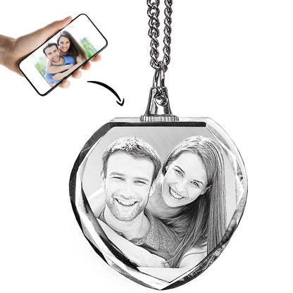 Custom Photo Pendant Necklace - Personalized Image Necklaces with Laser Engraved Picture - Synthetic Stone Fashionable Pendant - Unique Memorial Gift for Family, Love, Thanksgiving, Christmas, Spring Festival