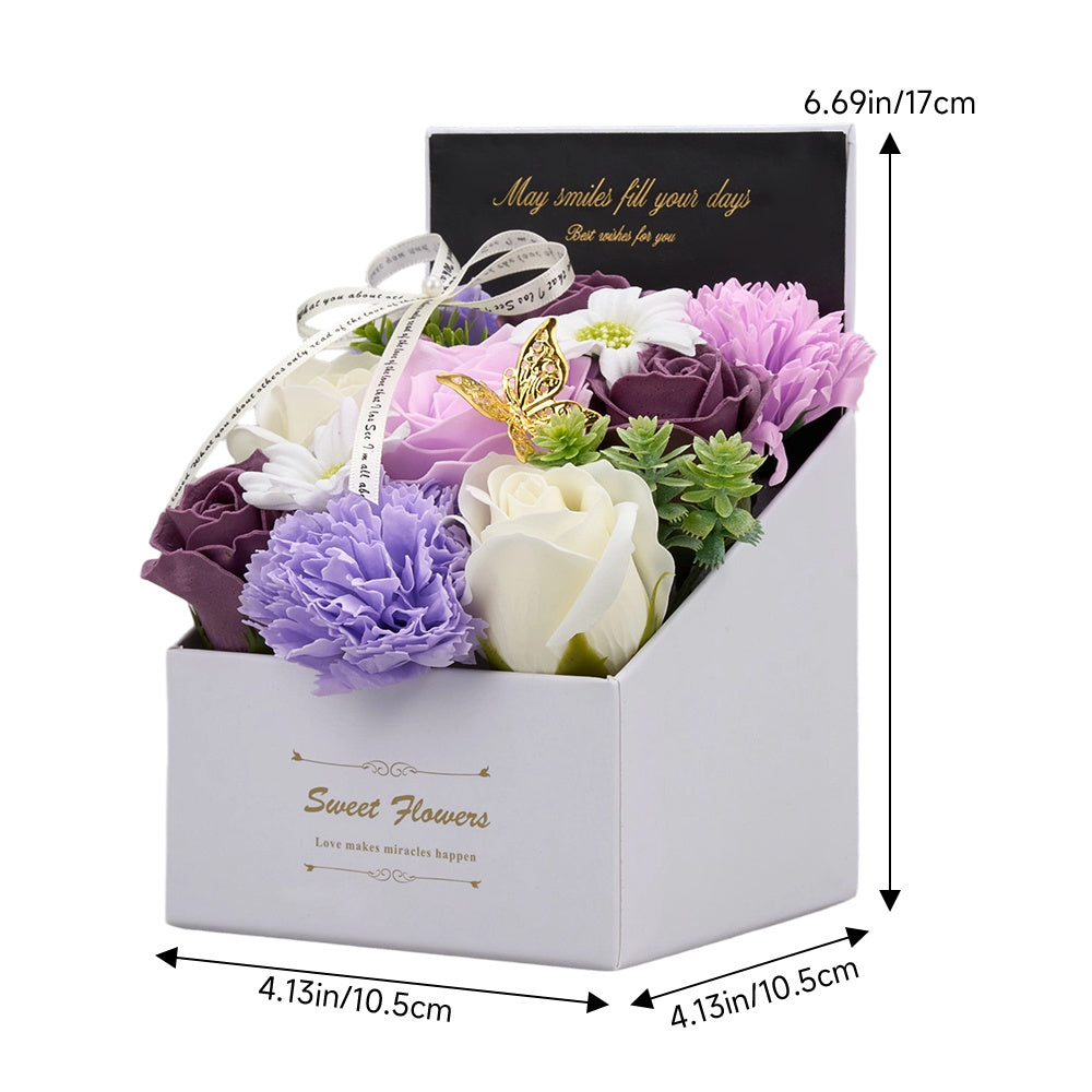 Flower Flower Soap in Gift Box Decorative Soap Artificial Flower Bath Soap for Birthday Valentine'S Day Her Girls Lover Partial soap floral decoration