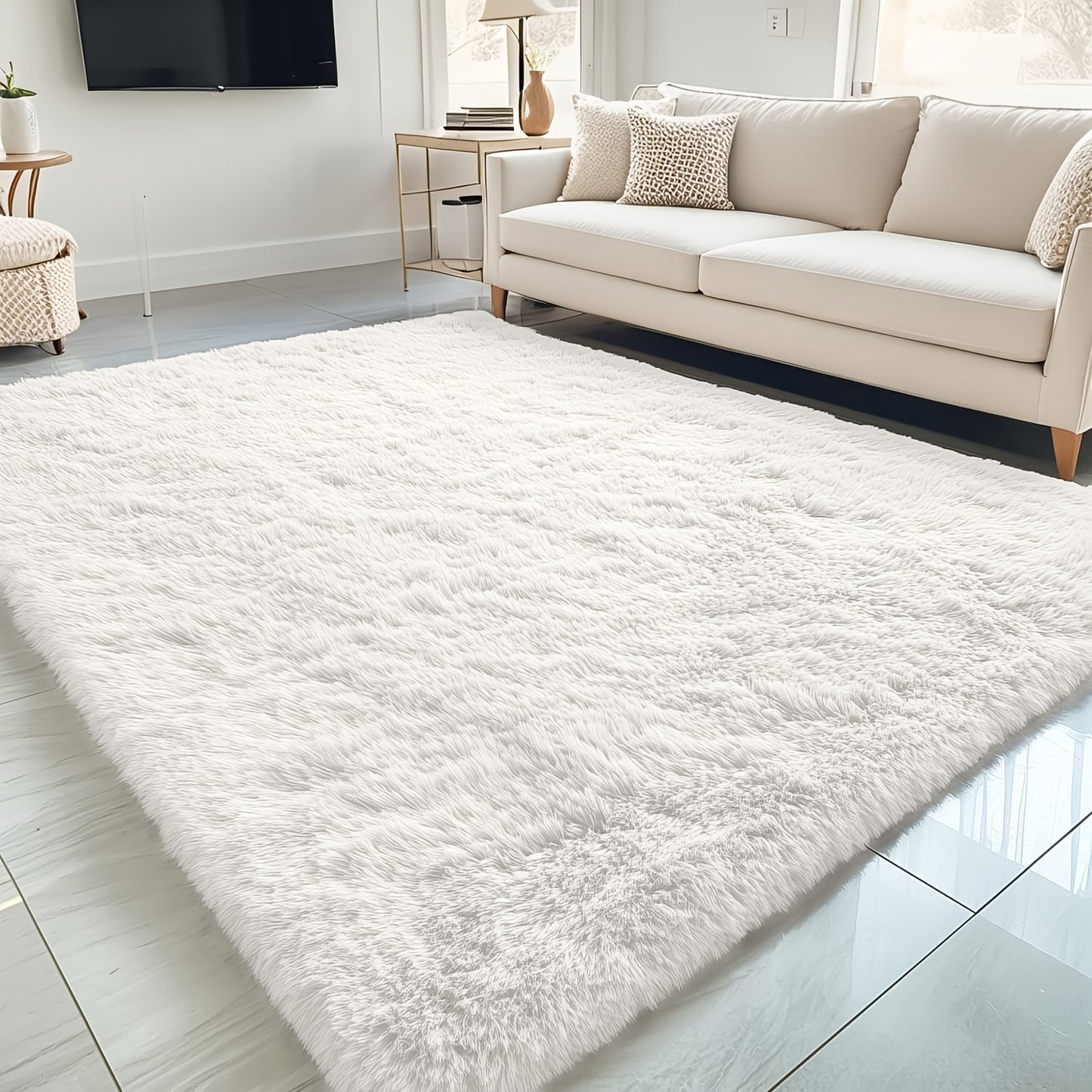 1pc 230X160cm Fluffy Rugs Large Shaggy Rug Bedroom Living Room Anti Slip Soft Carpet Floor Mat, Home Decor, 7.55ft X 5.25ft
