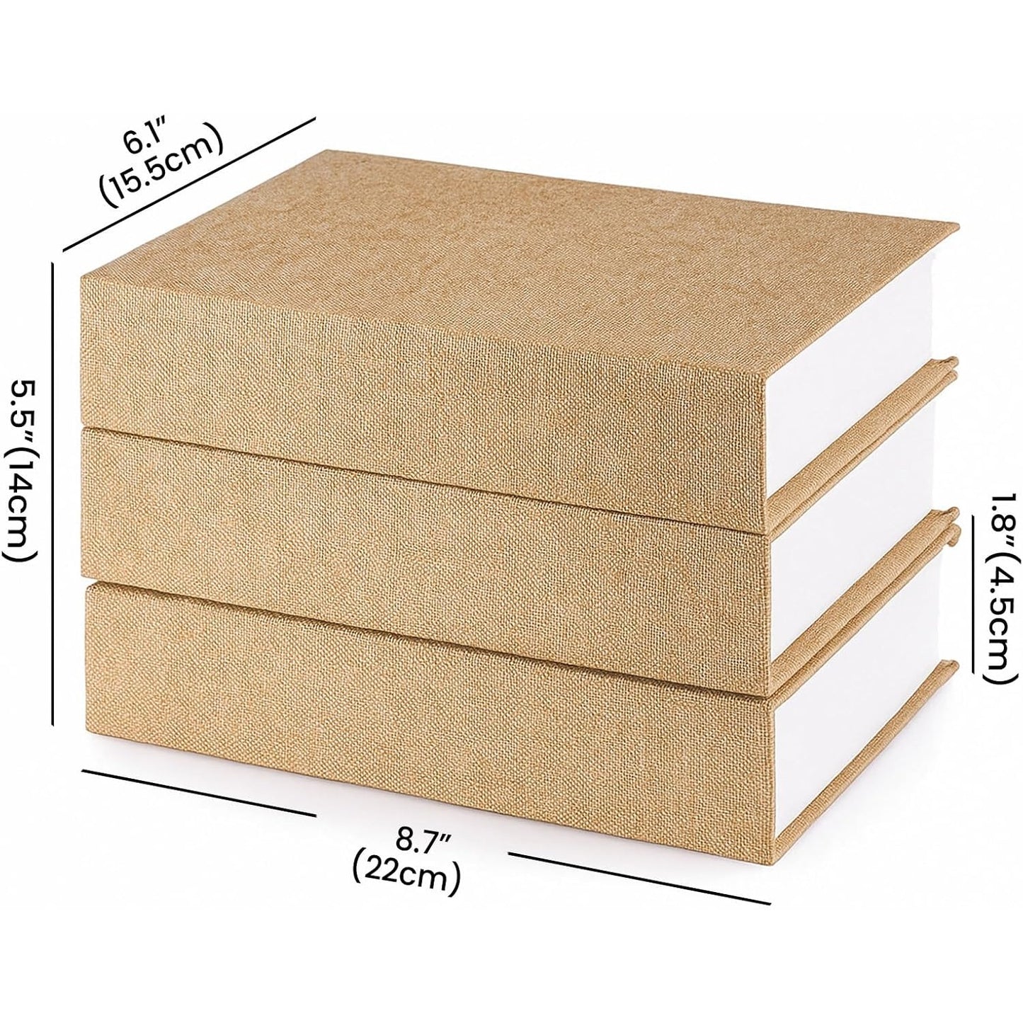 3pcs Decorative Book Boxes Set, Modern Faux Books for Home Decor, Hardcover Storage Boxes for Bookshelf, Coffee Table & Office Decoration